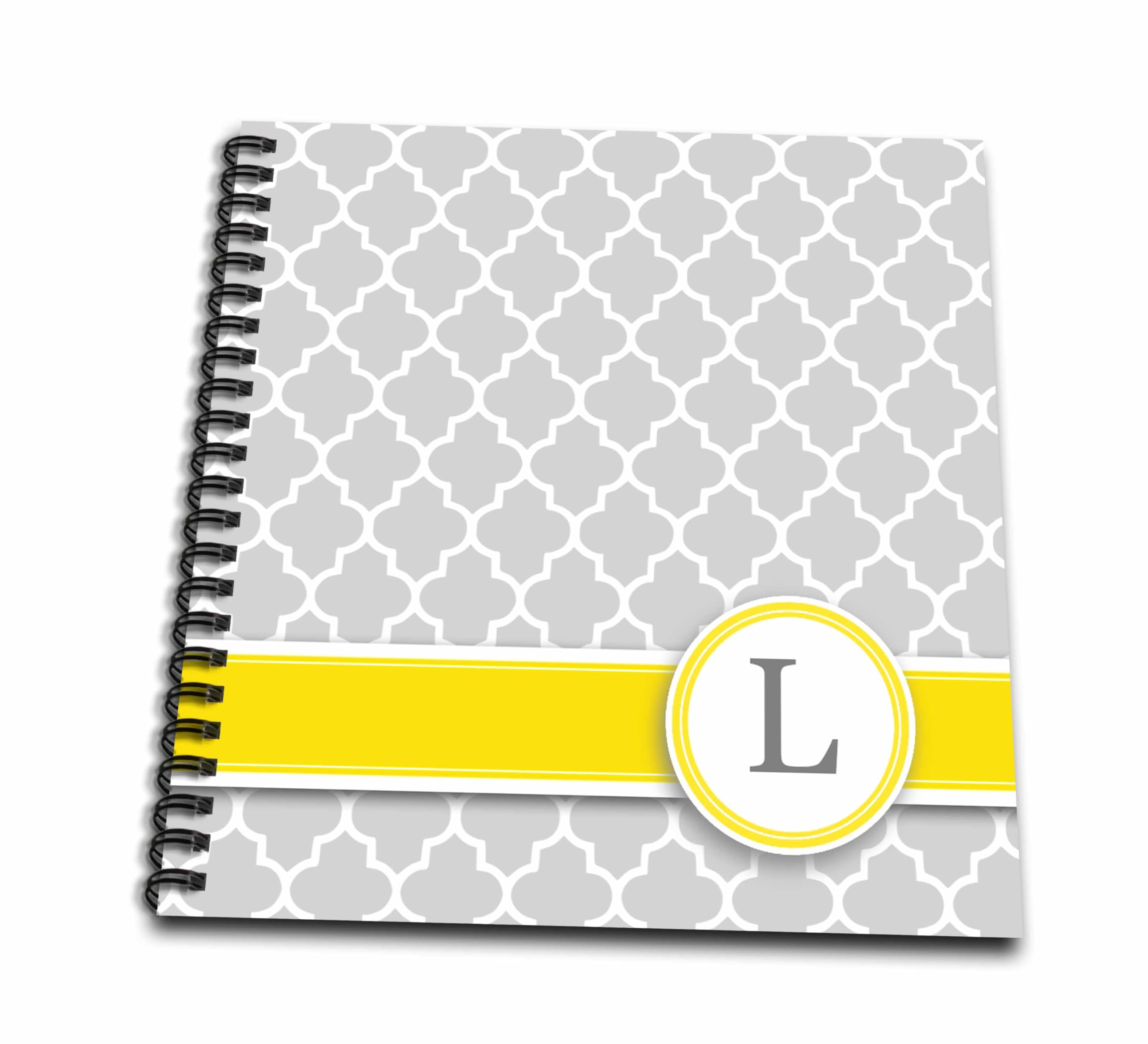 Livre de dessin lettre L monogramme jaune gris 20x20cm