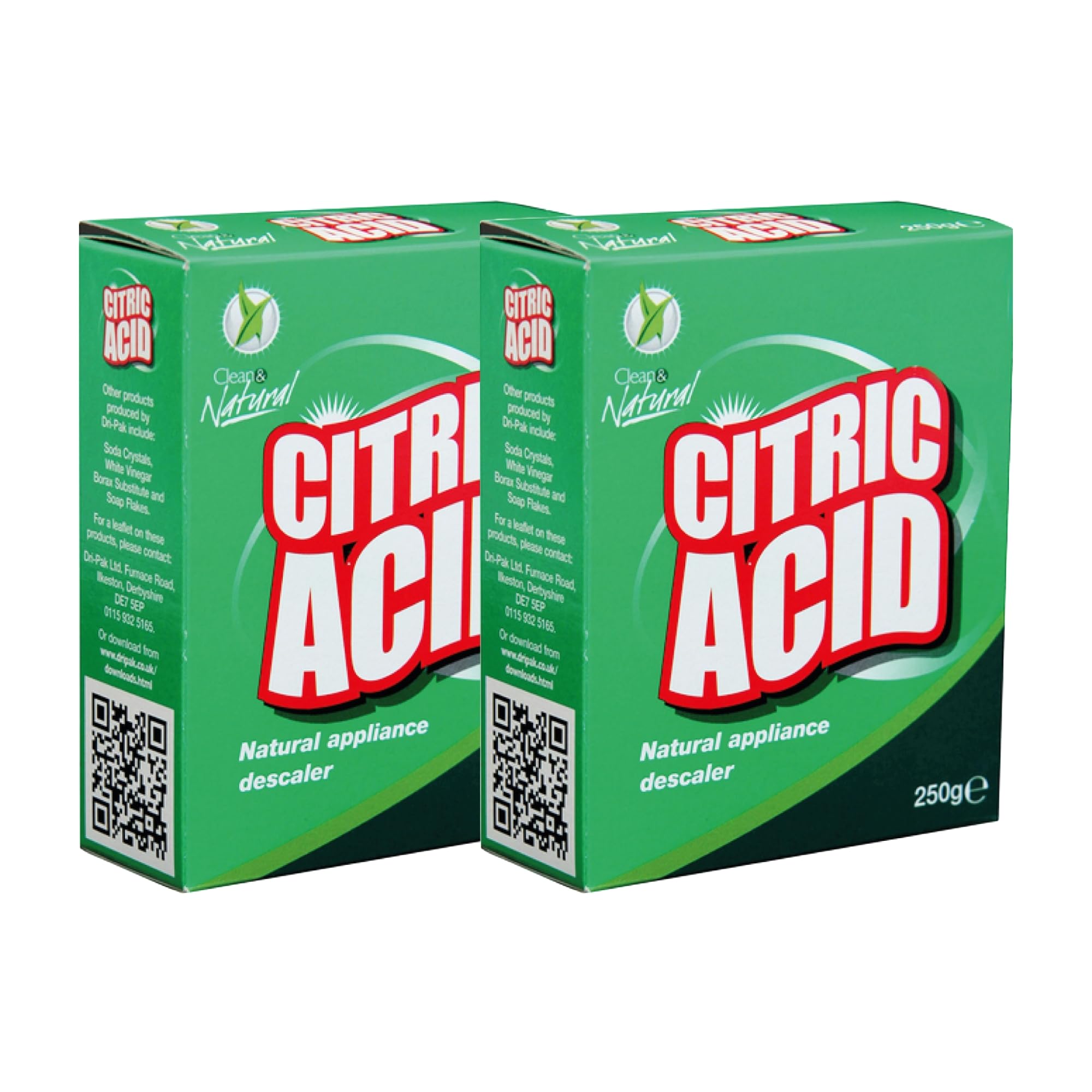 Citric Acid - 250g (Pack of 2) - Natural Limescale Remover & White Vinegar Substitute - Cleaning and Deodorizing Solution