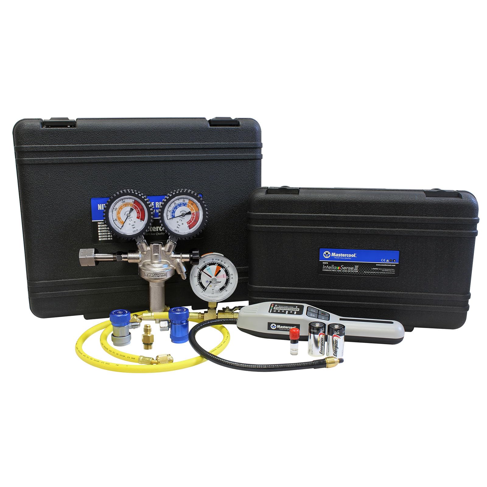 Mastercool 53551 Automotive A/C Tracer Gas Leak Detection Kit, 95% Nitrogen / 5% Hydrogen System, Includes 55975 IntellaSense III Detector, R134a &amp; R1234yf Compatible