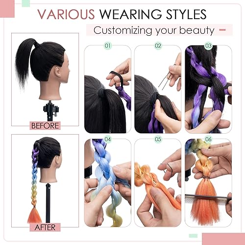 Miniatura 6 de Benehair Extensión de cola de caballo de burbujas para mujeres negras, extensión de cola de caballo larga trenzada estilo protector, extensión de