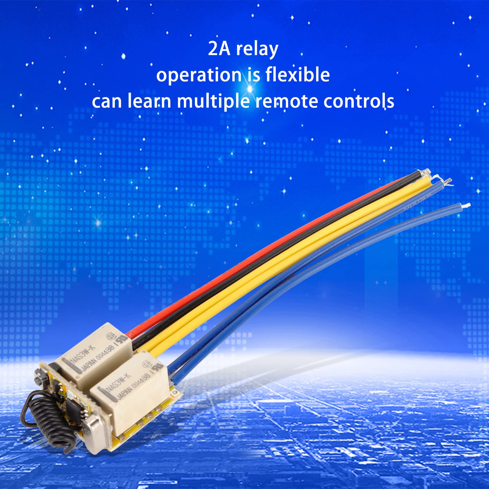 Interruttore Telecomando a Relè DC3.7-2V, Interruttore Wireless Universale a 433Mhz a 2CH, con Pulsante di Apprendimento per Il Sistema di Moduli a Scatto