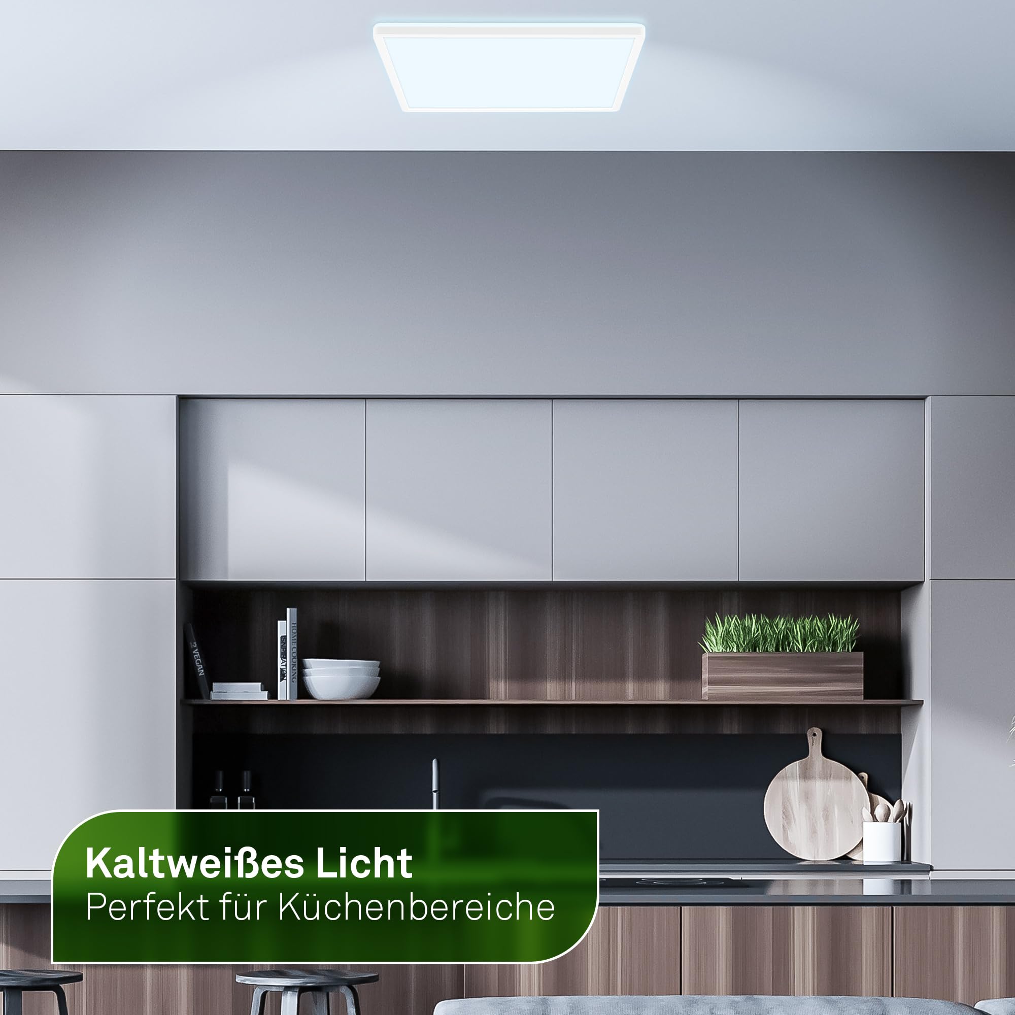 BRILONER - LED Panel mit EEK A Lichtquelle, 14,2 W, 3000lm, flach, CCT warmweiß bis kaltweiß, indirektes Licht, LED Lampe, Deckenleuchte, Wohnzimmerlampe, Deckenlampe, Flurlampe, 42x42x3 cm, Weiß