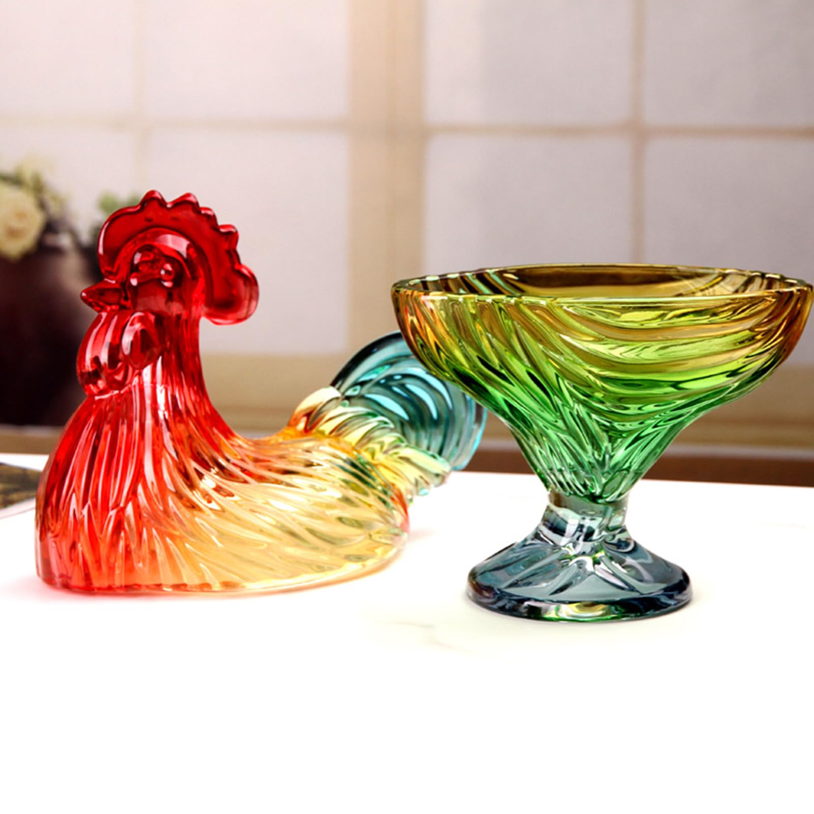 de caramelo de gallos de, cuenco decorativo cubierto para dulces con, vasos de, tarro de caramelos con forma de pollo, cuenco para aperitivos, de gallos de de