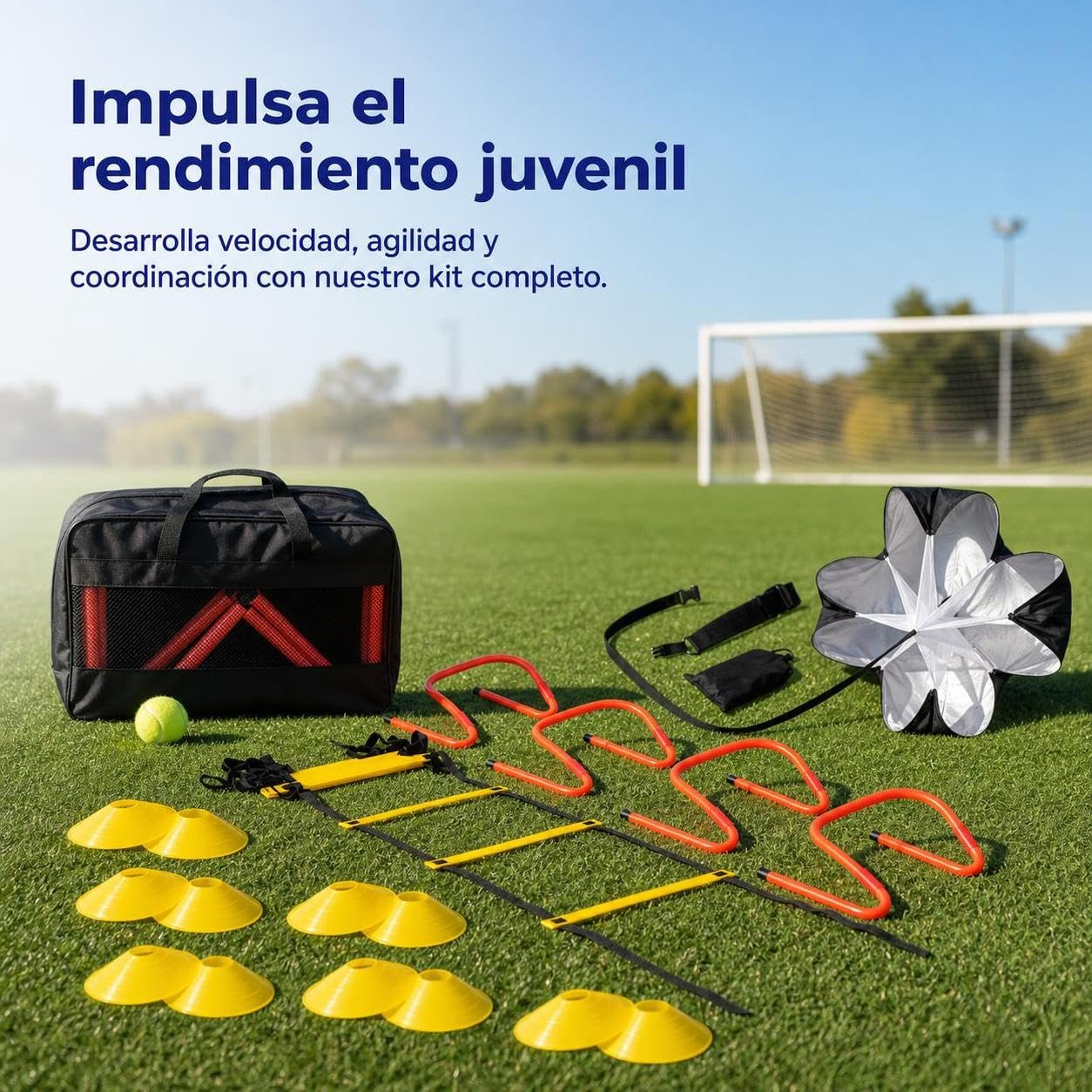Set Allenamento Calcio Velocità, Set Portatile con Ostacoli Sportivi, per giardino, Set da allenamento 3