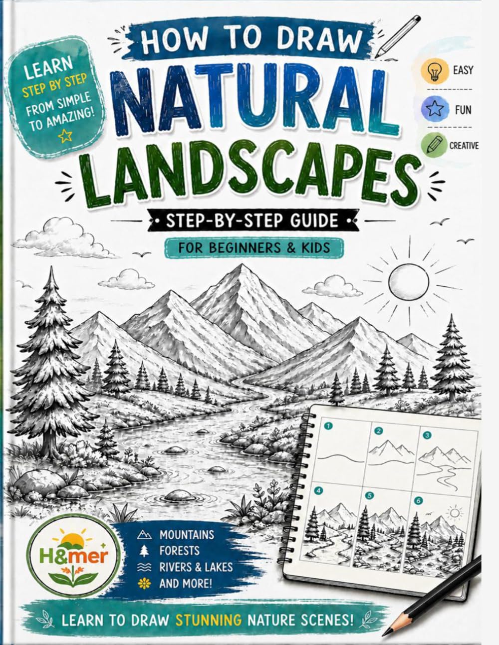 How to Draw Natural Landscapes : A Step-by-Step Guide for Beginners and Kids.