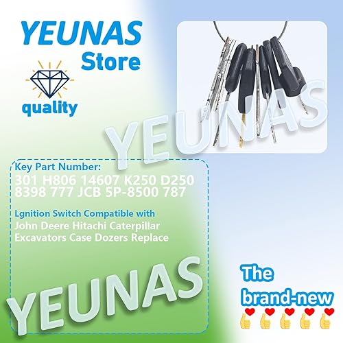 Miniatura 3 de Paquete de 10 llaves de repuesto para equipos pesados John Deere Hitachi Caterpillar Excavadoras Bulldozers Caso Reemplazo 301 H806 14607 K250 D250