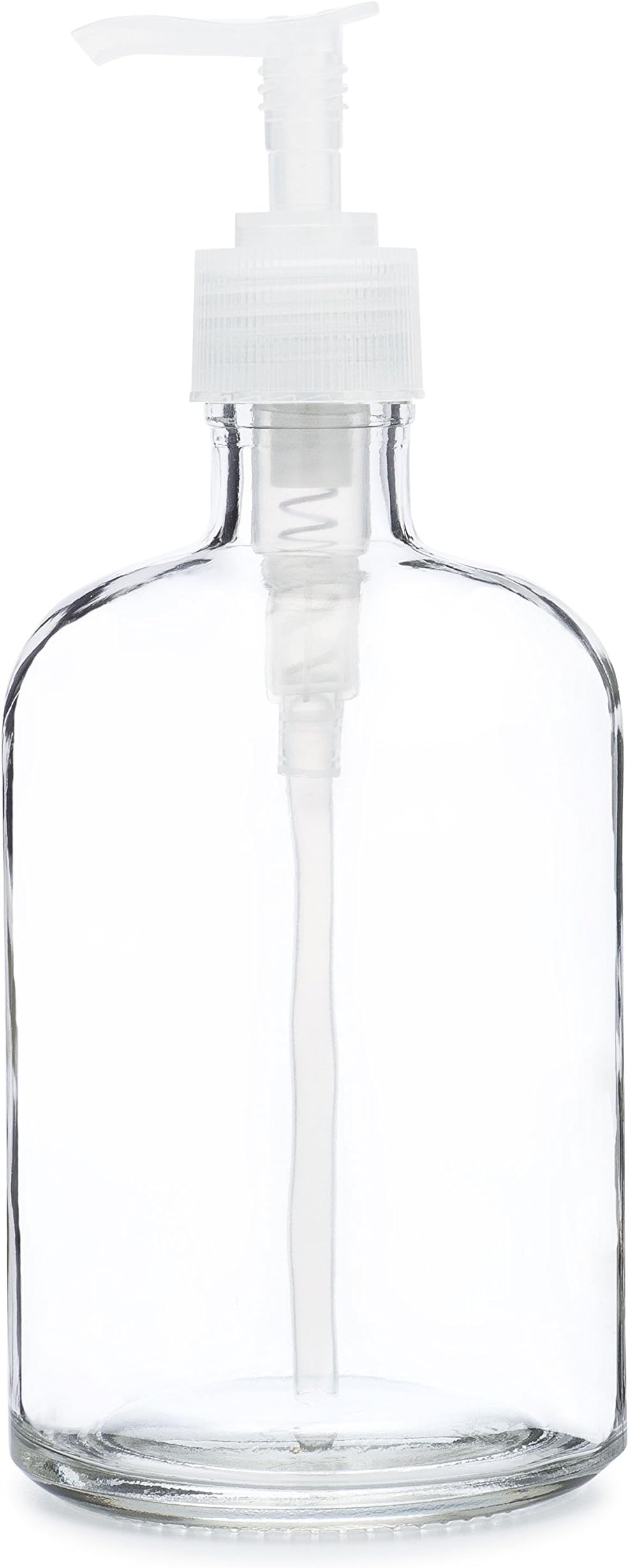 Rail19 Clear Recycled Glass Soap Dispenser with BPA Free Plastic Pump, 13.5oz (Clear Pump)