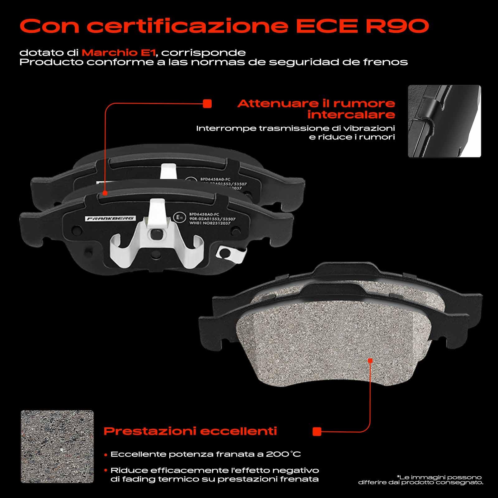 Frankberg 1 set freni incl. 2 dischi freno + 4 pastiglie freno anteriori | Compatibile con: 500X 334, Renegade SUV B1 BU BV