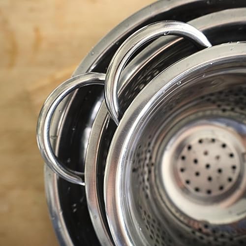 Miniatura 6 de Beille Colador de acero inoxidable de 3 piezas para cocina, coladores de alimentos anidables (1.5qt, 3qt y 5qt)
