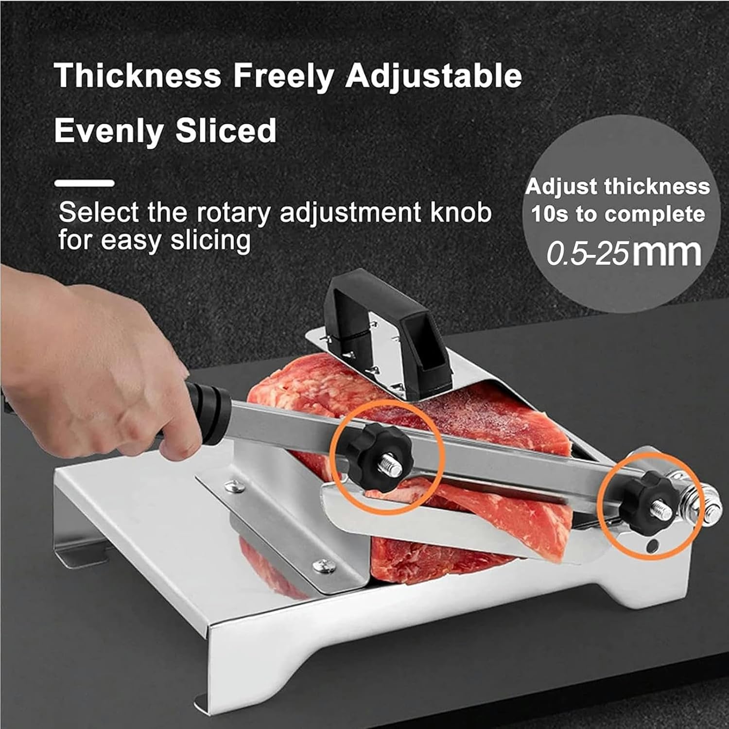 Wzglod Meat Slicer Manual Meat Slicers, Stainless Steel Meat Cutter with 200mm Blade for Home Use Beef Mutton Roll Cheese Bacon Nougat Deli Hotpot