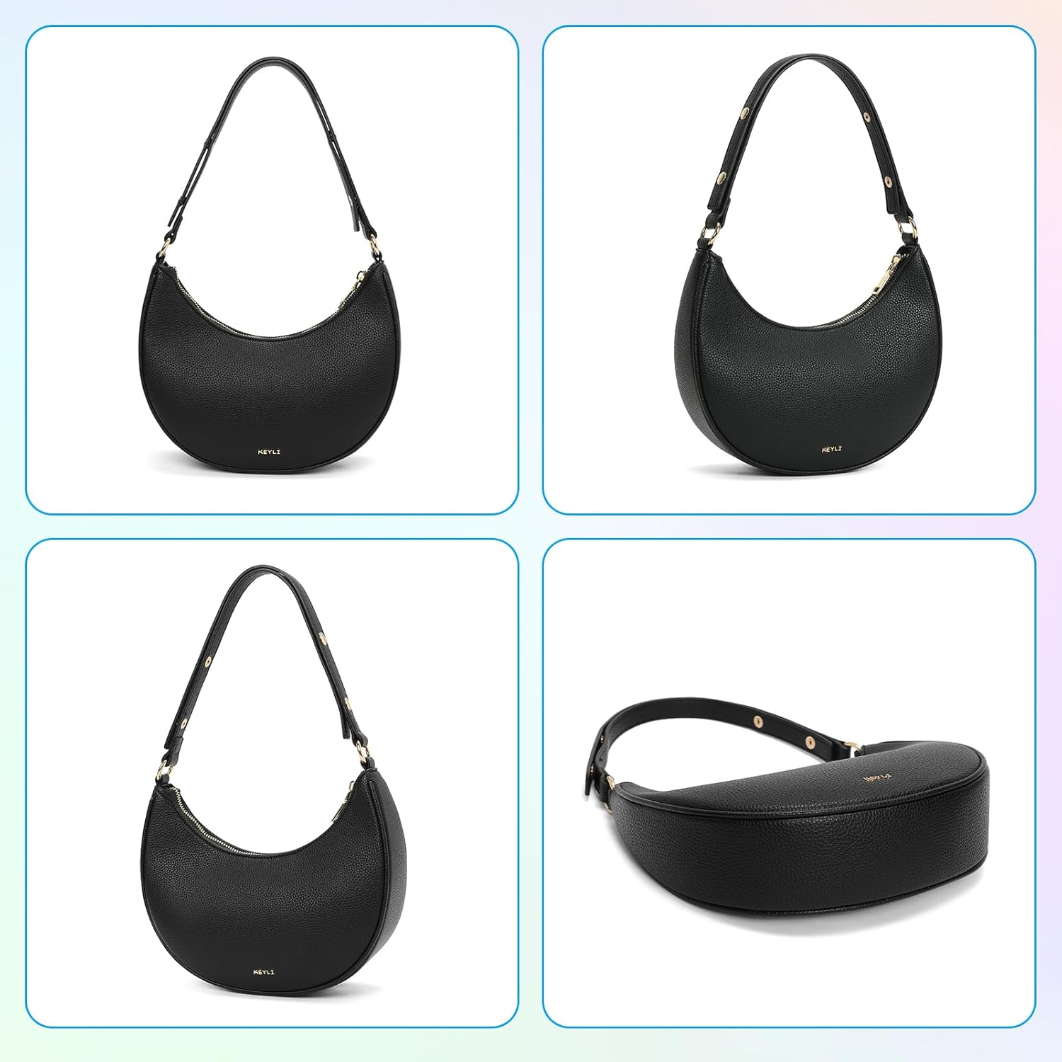 Keyli Shoulder Bag for Women Stylish Casual Clutch Purses for Women 3 Ways Adjust Strap Hobo Handbags with Zip Closure - Image 5