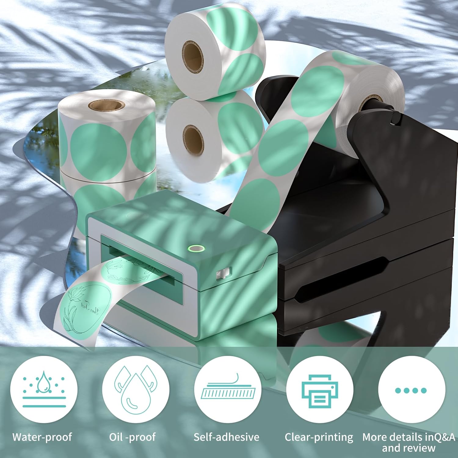 CLASSY Thermal Sticker Labels - 750 Multi-Purpose Stickers/1 Roll, Name Tag, Small Business, Inventory, Color Coding, Green - Image 3