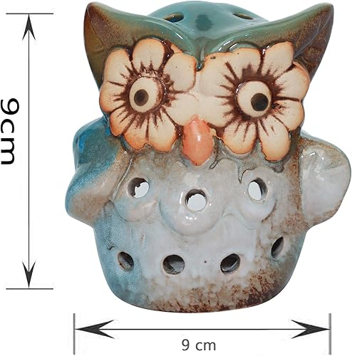 Miniatura 5 de Quemador de incienso, soporte de incienso de búho de cerámica, atrapador de cenizas de incienso, mejor para conos de incienso, ladrillos de