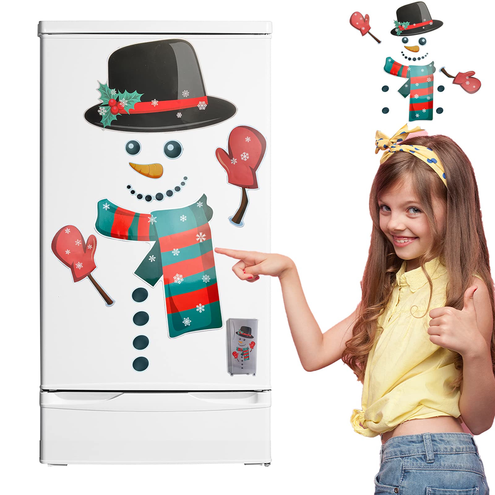 Christmas Decorations Fridge Magnet Set, Cute Funny Snowman Refrigerator Magnets Stickers Holiday Christmas Kitchen Decor Indoor for Fridge, Garage, Metal Door, Dishwasher, Office Cabinets