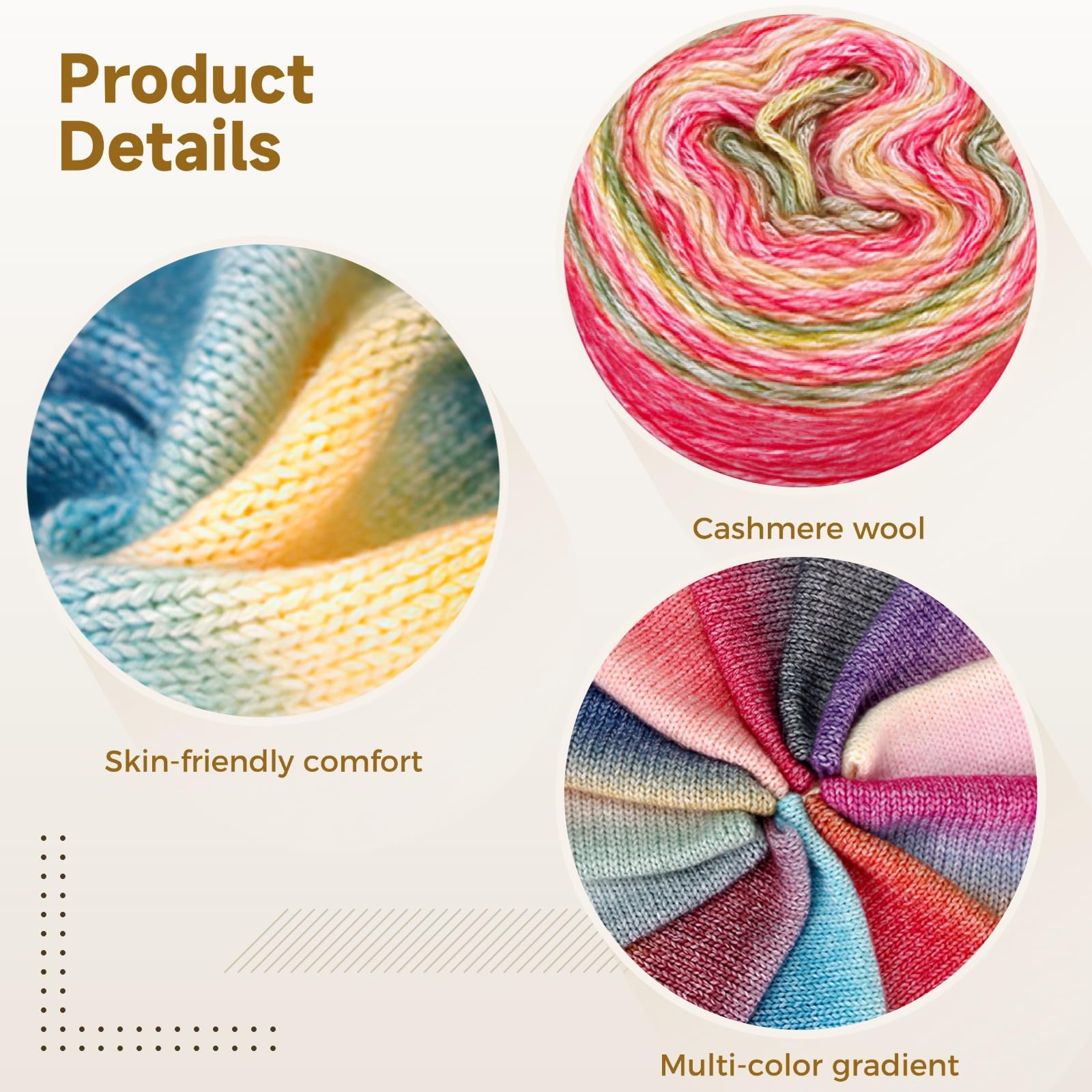 5 rollos de hilos para tartas, para ganchillo, mezcla de lana, degradado multicolor para tejer mantas y bufandas, suministros de manualidades para proyectos hechos a mano
