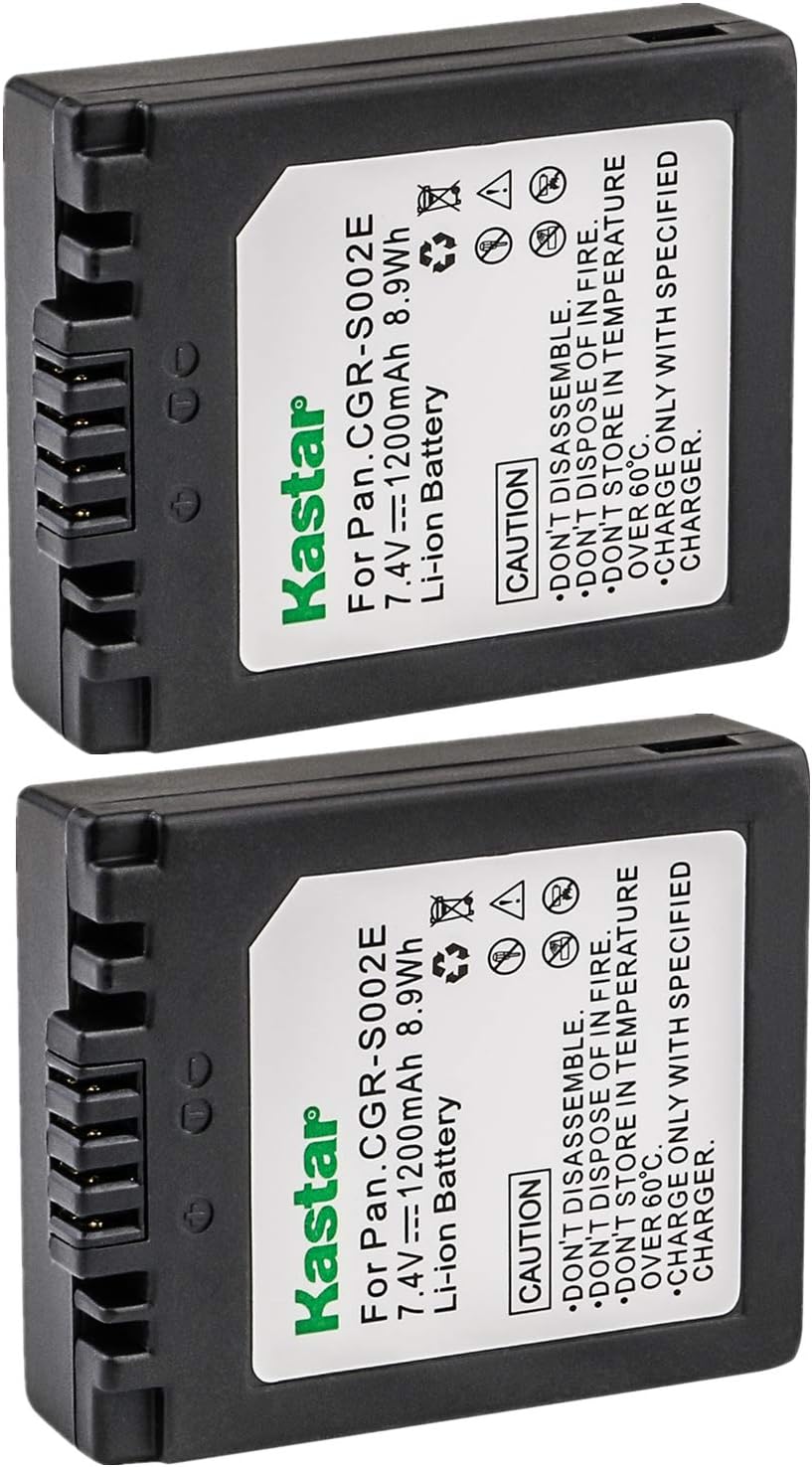 Kastar S002 Battery (2 Pack) for Panasonic CGA-S002 CGR-S002 DMW-BM7 and Panasonic Lumix DMC-FZ1 DMC-FZ2 DMC-FZ3 DMC-FZ4 DMC-FZ5 DMC-FZ10 DMC-FZ15 DMC-FZ20 Cameras
