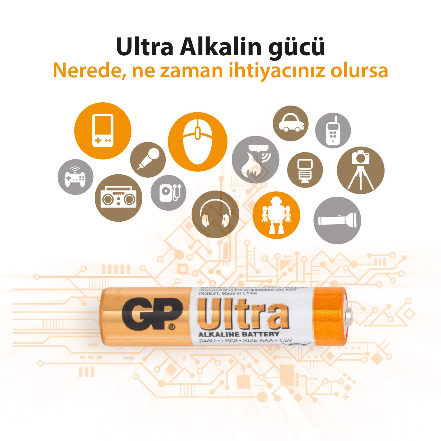 GP Batteries Ultra Alkaline 1,5 V AAA Bateria alkaliczna (1,5 V) Cylindryczna Biały Żółty
