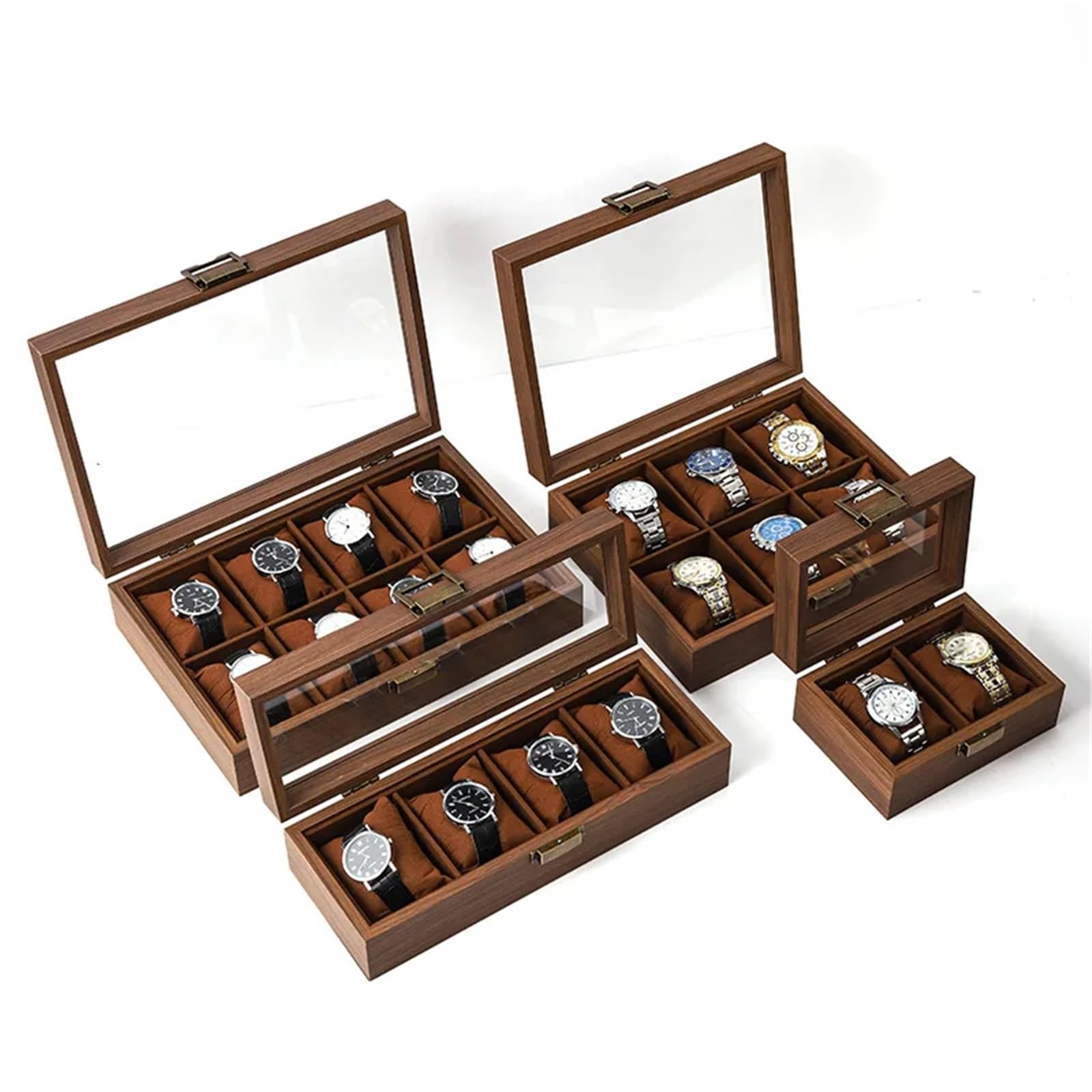 Scatola porta orologi in noce nera da 2/4/6/8 slot