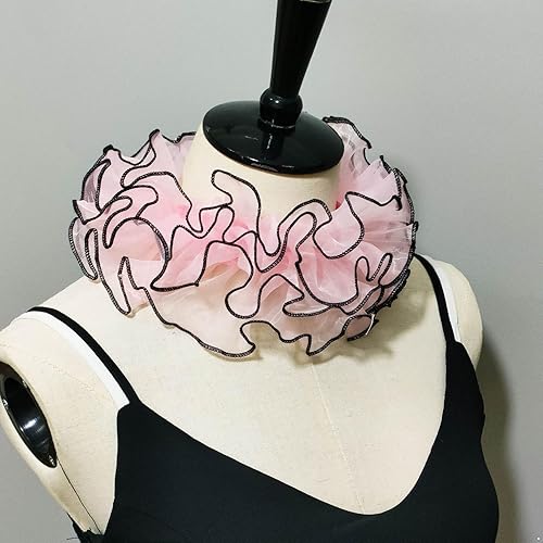 Miniatura 3 de Aislor Vintage Organza Ruffle Fake Collar Elizabelthan Cuello Ruffle Collar Ensambles Clown Neck Collars