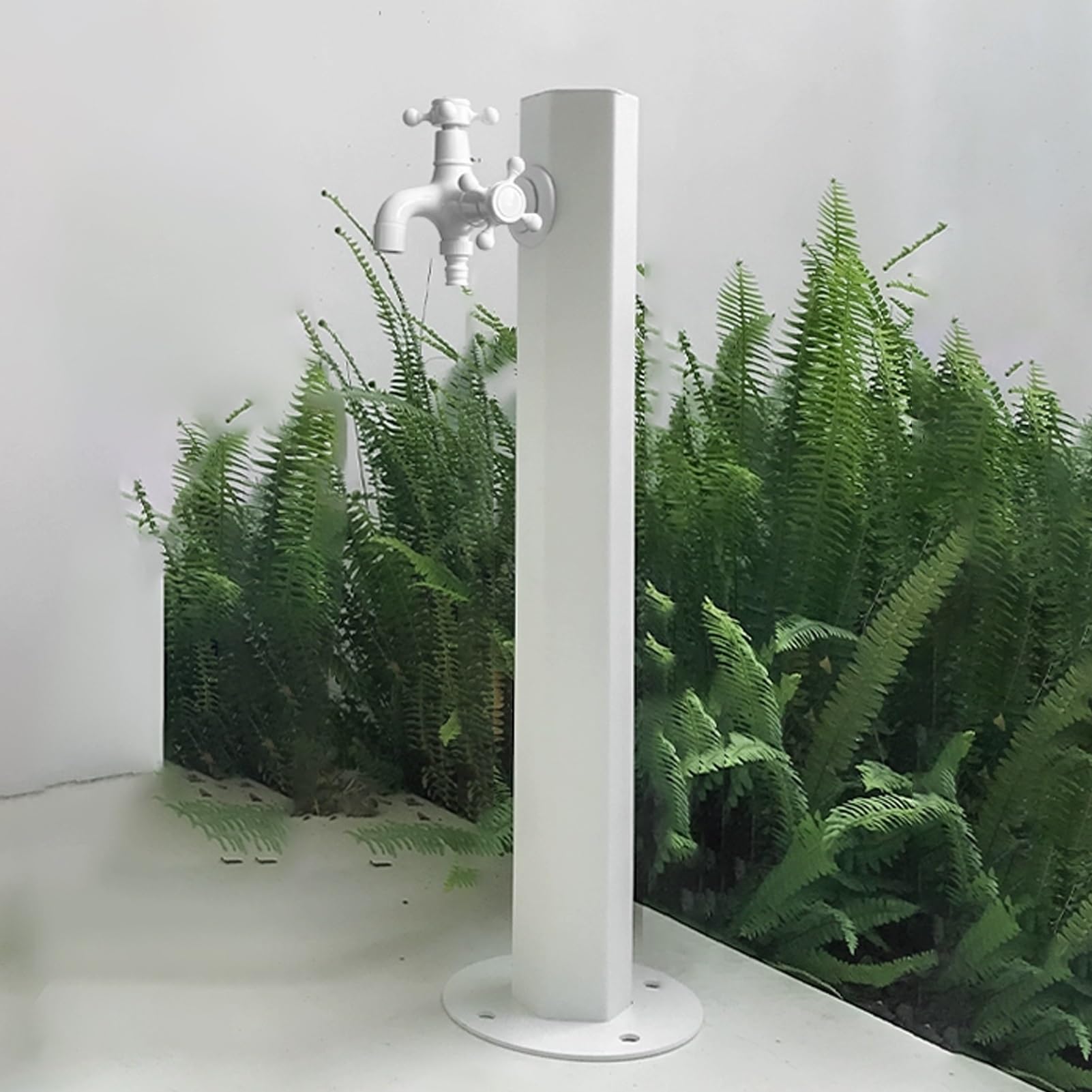 WOTZOV Faucet Water Column,Outdoor Garden Water Column - Freestanding Post Faucet With Double Outlet Hydrant For Courtyard - Vertical Water Dispenser，White F 60CM/23.6IN