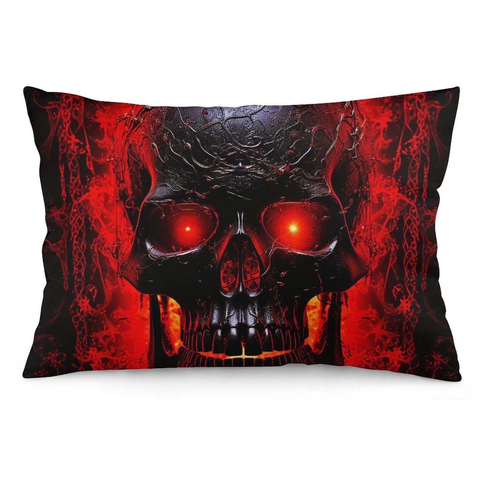 NTVOWPZO 2 Pack Decoration Throw Pillow Covers 16 "x24 Pillowcases Covers Black and Red Skull Pillowcases Modern Farmhouse Home Decor Sofa Cushions Covers for Couch Bed Living Room