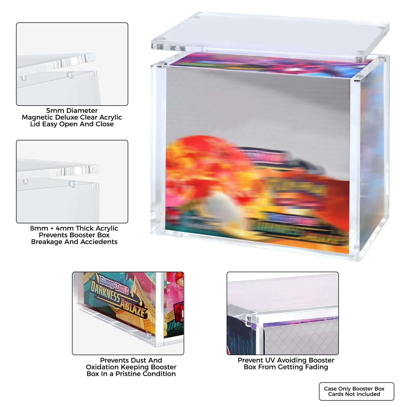 Acrylic Display Case, Transparent Display Boxes for Poke Booster Box Dustproof Card Storage Box - Image 4
