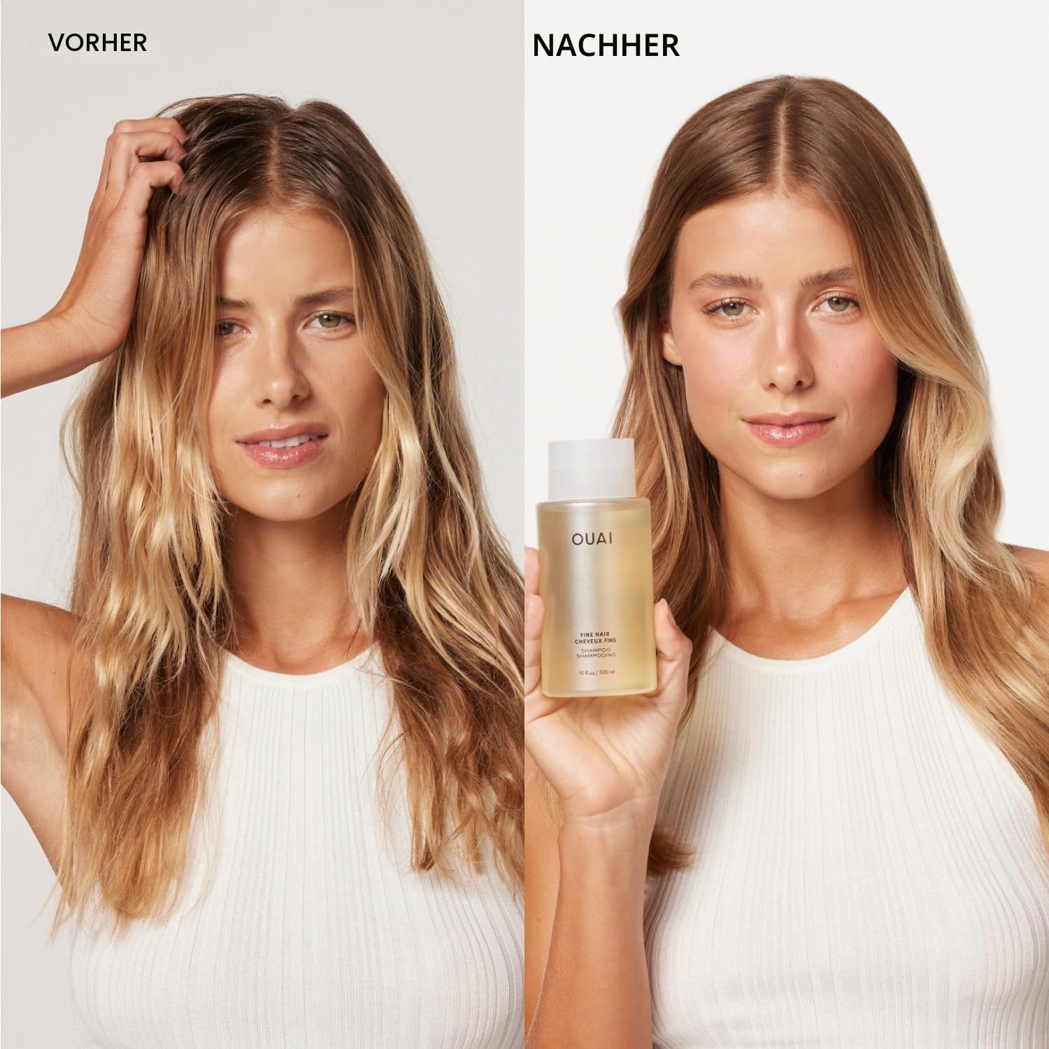 OUAI Feines Shampoo und Conditioner Set - Sulfatfreies Shampoo und Conditioner für feines Haar - Hergestellt mit Keratin, Marshmallowwurzel, Sheabutter & Avocadoöl - Frei von Parabenen & Phthalaten -