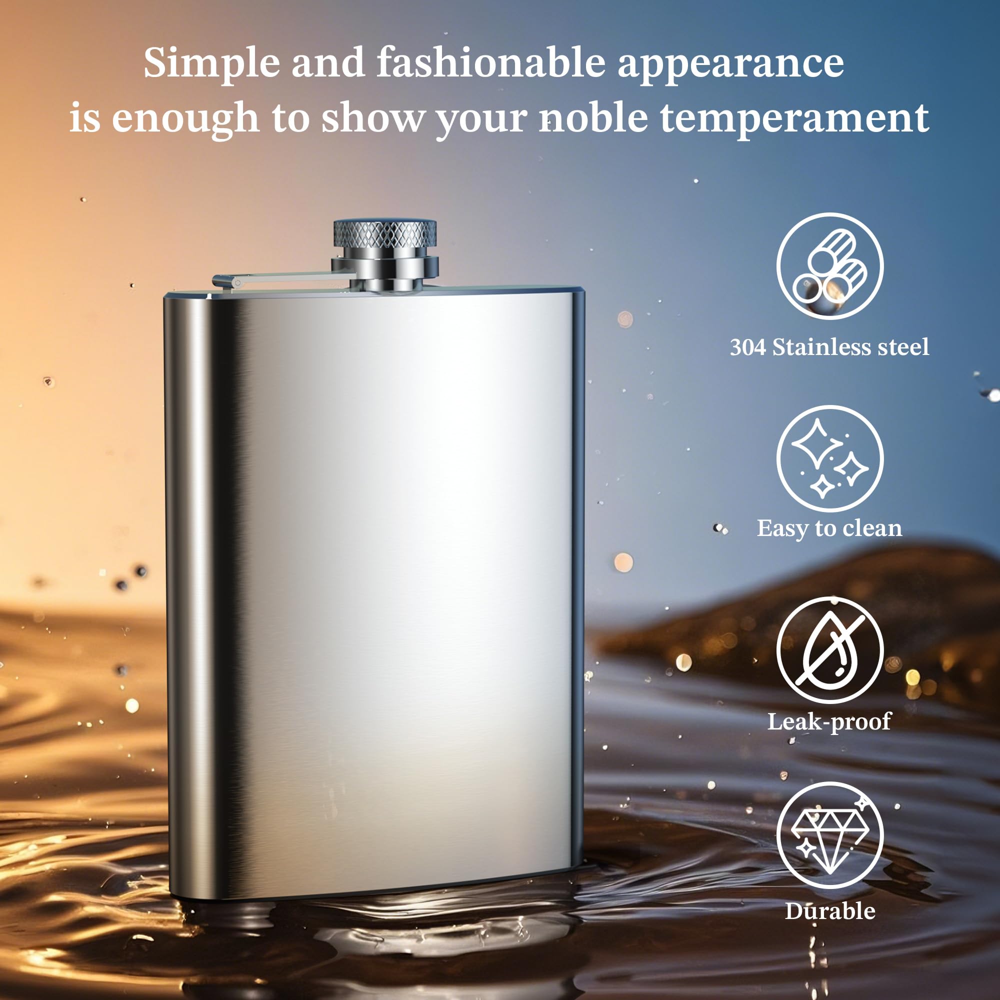 Fiaschetta portatile tascabile, in acciaio inox, fiaschetta da uomo, in acciaio inox, 226,8 g, flagone di whisky per arrampicata, campeggio, barbecue, bar e feste, multicolore