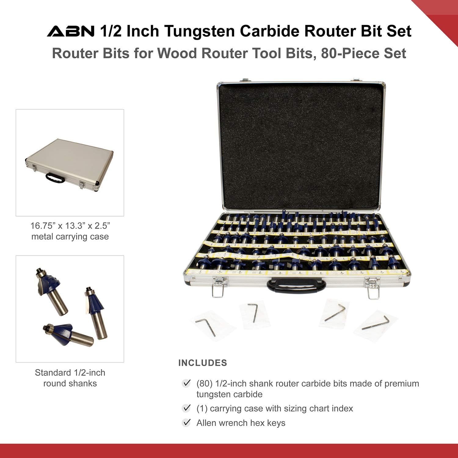 Flаѕh Dеаlѕ - 60% оƒƒ ABN 1/2 Inch Tungsten Carbide Router Bit Set Carbide Tip Router Bit Set, Router Bits for Wood Router Tool Bits, 80pc Buу 1 gеt 1 🔥 ABN 1/2 Inch Tungsten Carbide Router Bit Set Carbide Tip Router Bit Set, Router Bits for Wood Router Tool Bits, 80pc