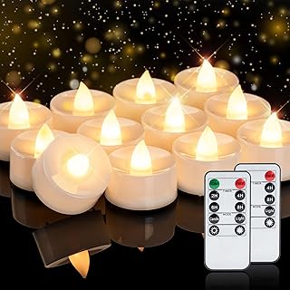 Homemory 24-Pack Flickering Tea Lights with Remote & Timer