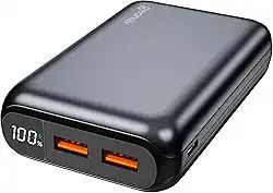 Geonav Power Bank, Carregador Portátil Universal 20.000mAh, USB-A (até 18W) + USB-C (até 20W), Compacto, Carregamento Rápido, Pass Through, Led Indicador de Bateria, PB20K20WSG, Cinza espacial