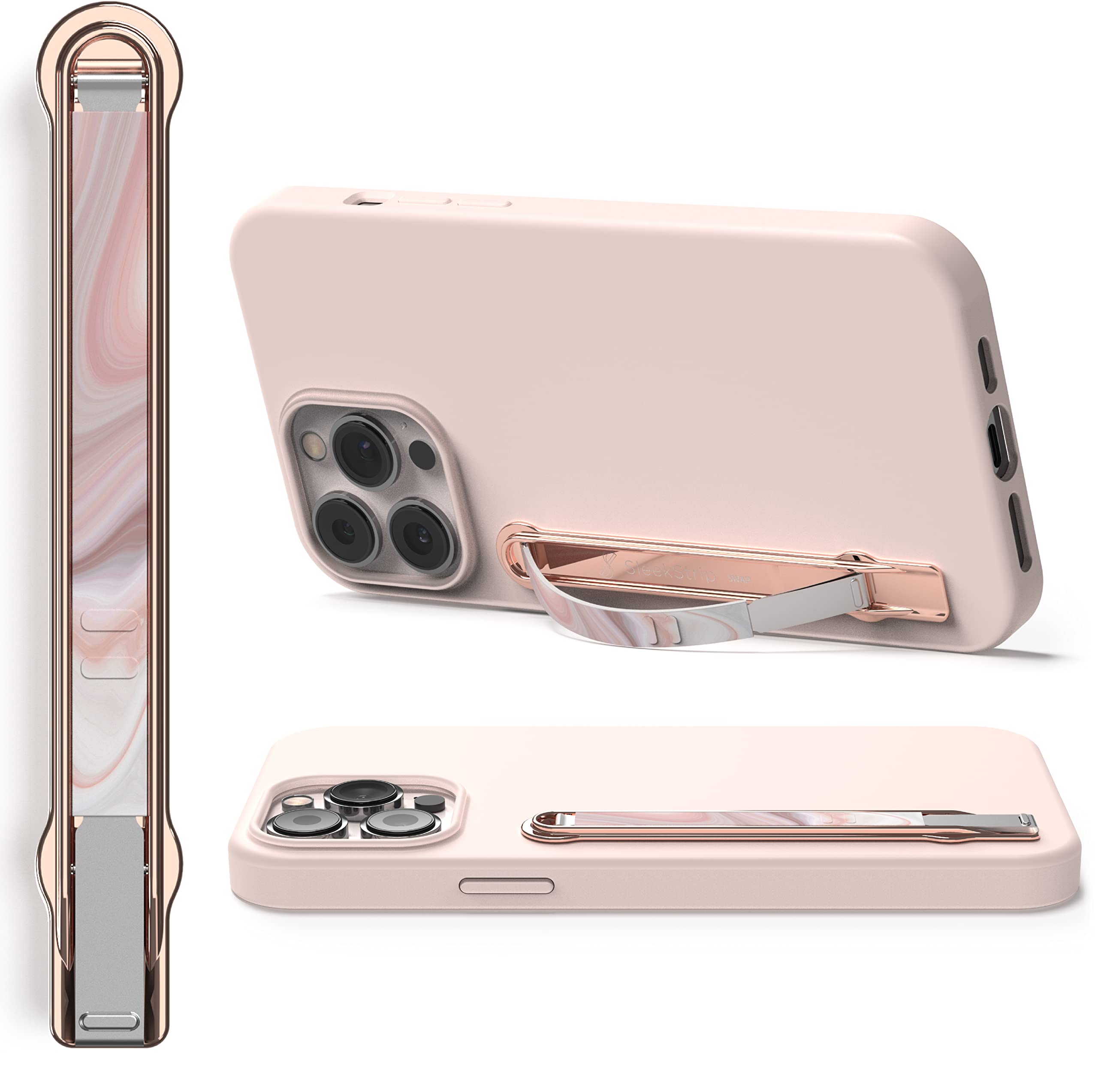 SleekStrip SleekGrip-Premium Ultra Thin Phone Grip Stand,Slim Metal Finger Loop Ring Hand Holder Strap Cell Phone Grips for iPhone 16 Pro Max,17,