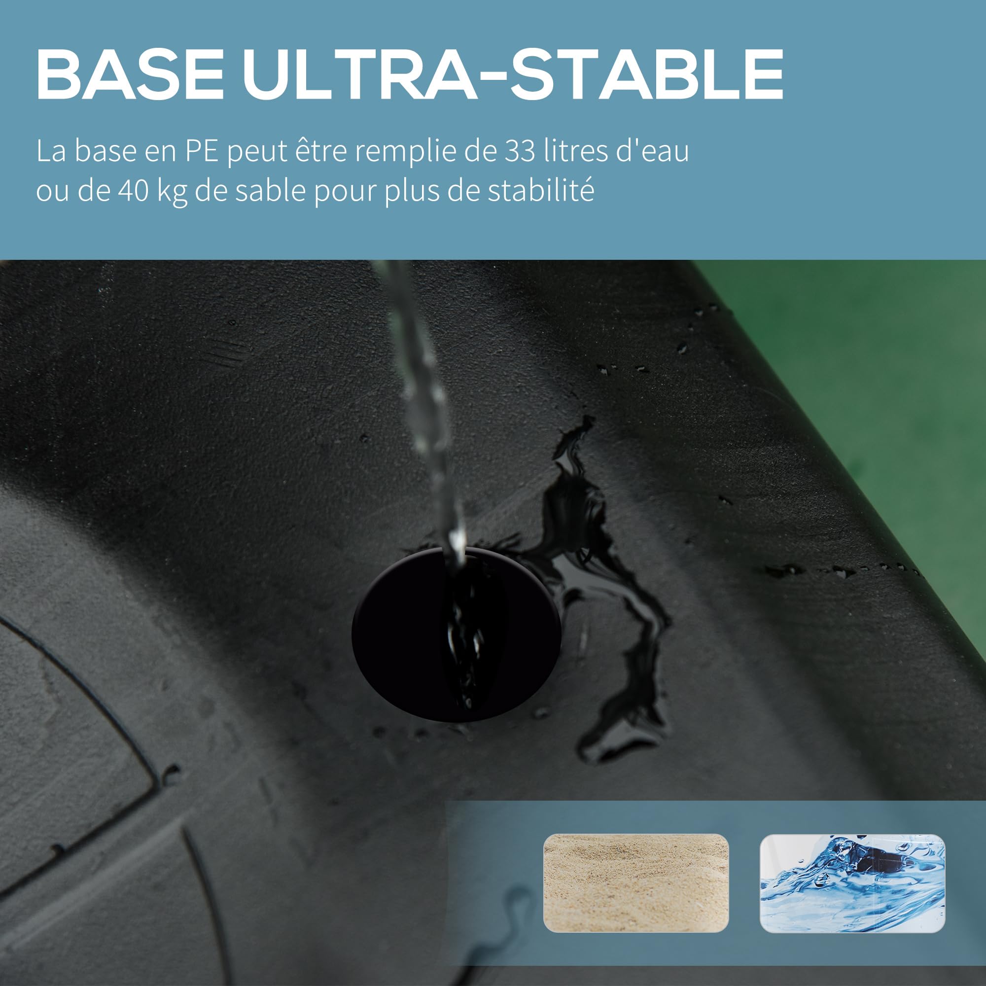 HOMCOM Panier de Basket extérieur Hauteur réglable 160–210 cm Panier de Basket sur Pied à roulettes avec Base Stable remplissable d'eau ou de Sable pour Juniors et Adultes, Noir