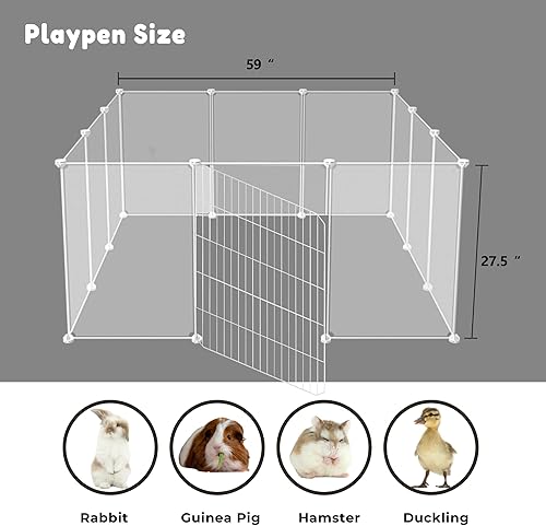 Miniatura 6 de allisandro Corralito transparente para mascotas pequeño, corral transparente para mascotas, para el hogar, valla divisora plegable para conejillos