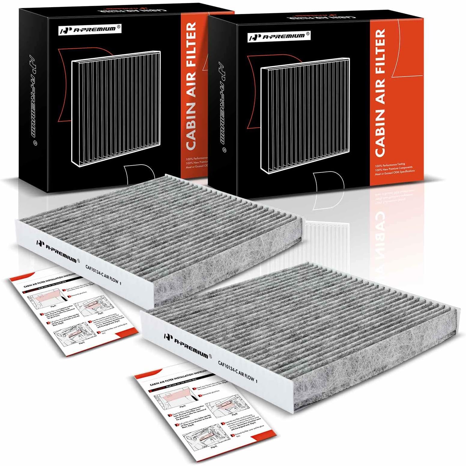 A-Premium 2-PC Cabin Air Filter with Activated Carbon Compatible with Honda & Acura Models - Accord, Civic, CR-V, Odyssey, Passport, Pilot, Ridgeline, ILX, MDX, RDX, RL, RLX, TL - Replace# 80292SDGW01
