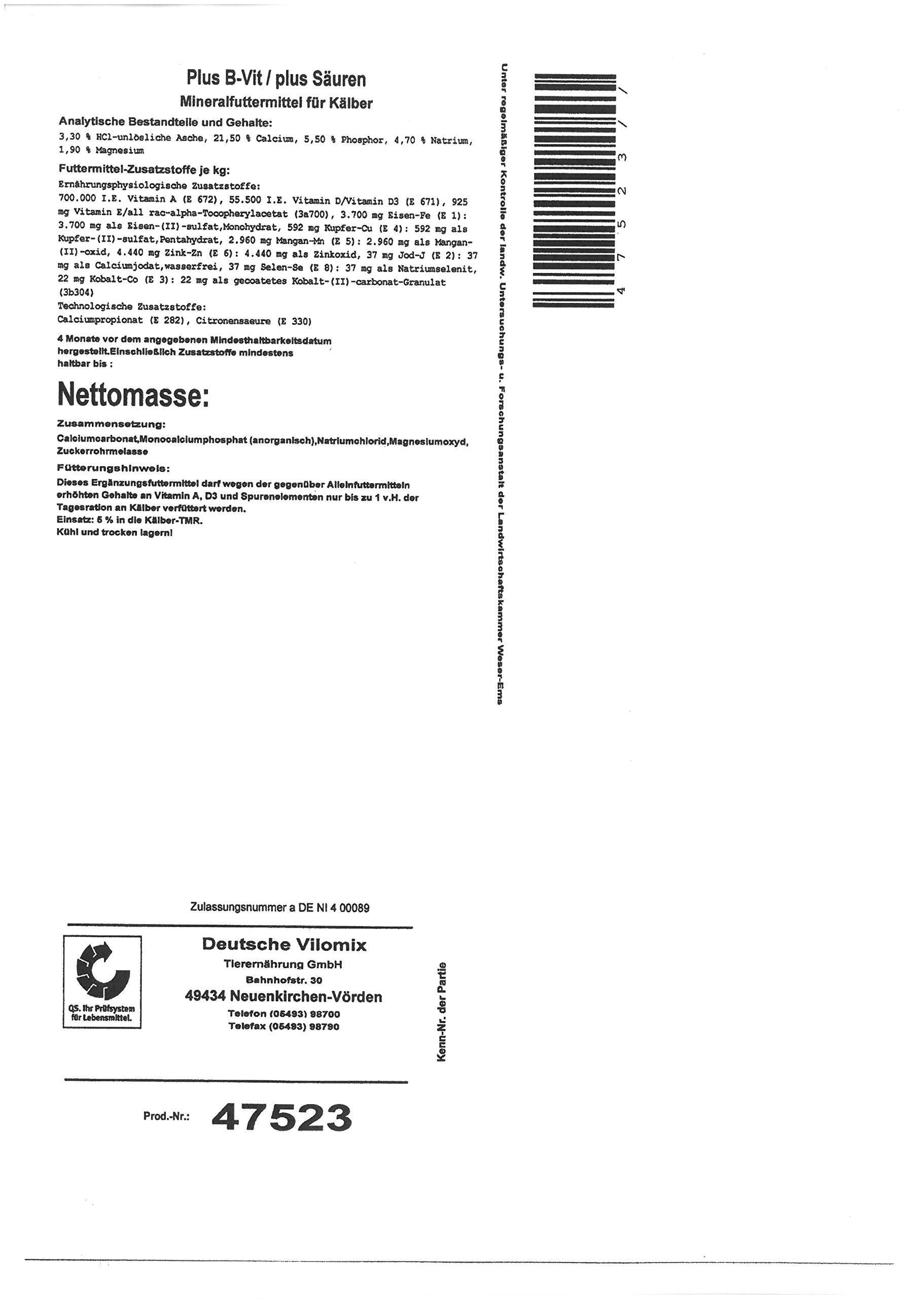 Mineralfutter für Kälber (47523), 25 kg