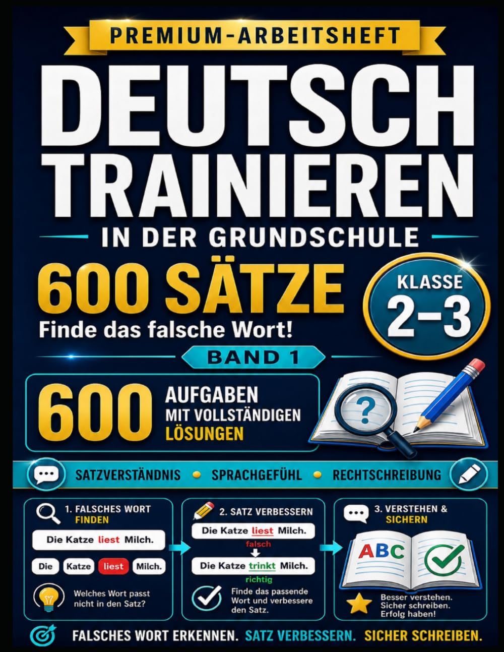 600 Sätze – Finde das falsche Wort!: Deutsch trainieren in der Grundschule · Klasse 2–4 · Fehler finden & richtig schreiben · Mit Lösungsteil · Band 1