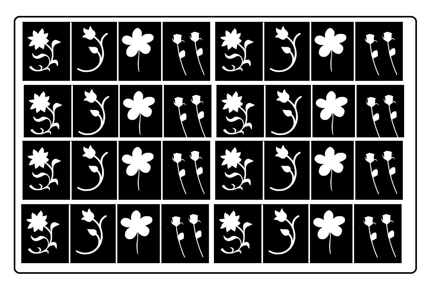 Flower Tattoo Stencil Collections (32 Tattoo Glitter Airbrush Stencil Flower c1)