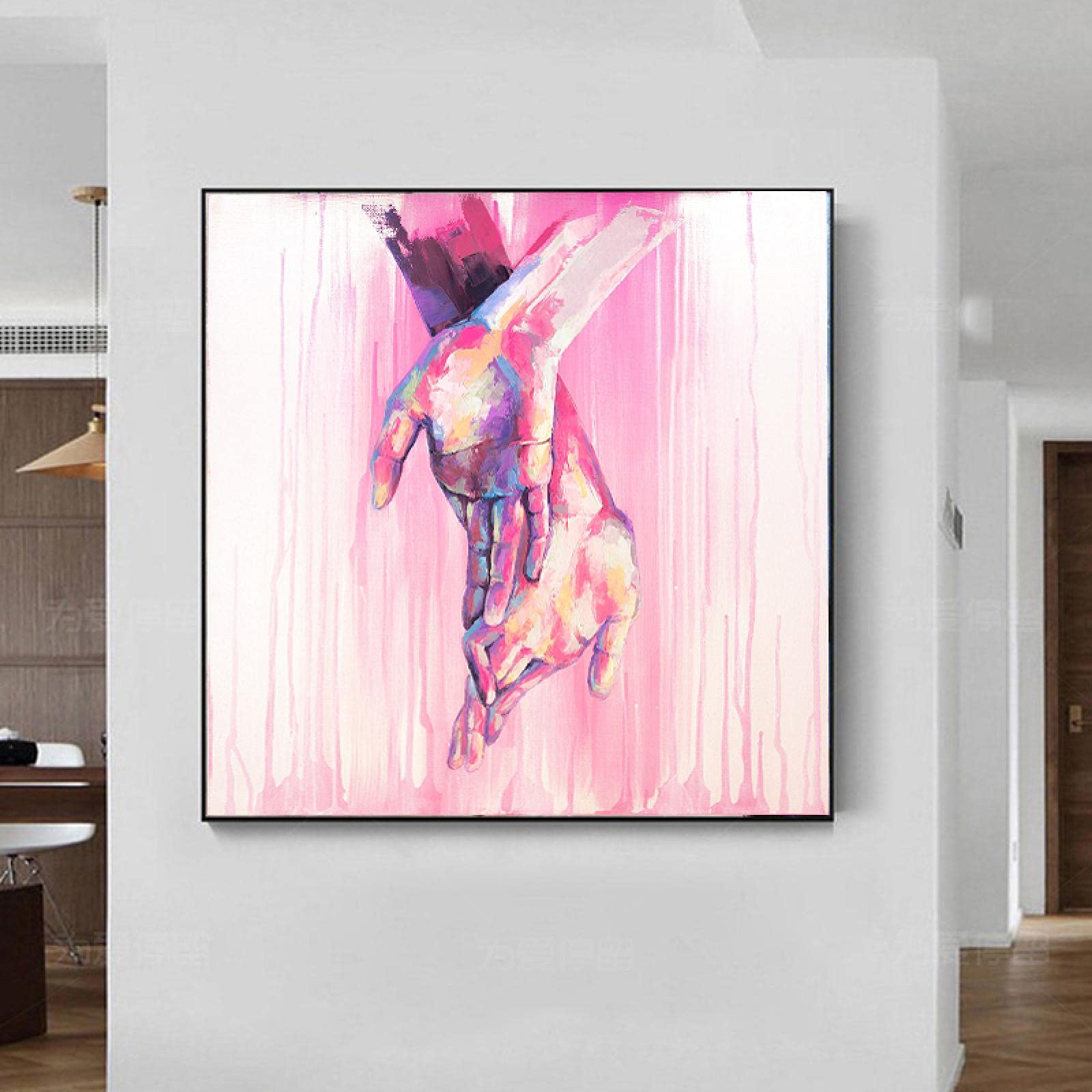 Yooyu Moderno rosa manos acuarela lienzo pintura arte carteles conjunto imprimir cuadros de pared sala de estar casa mural decoración 40x40cmx3 marco interno