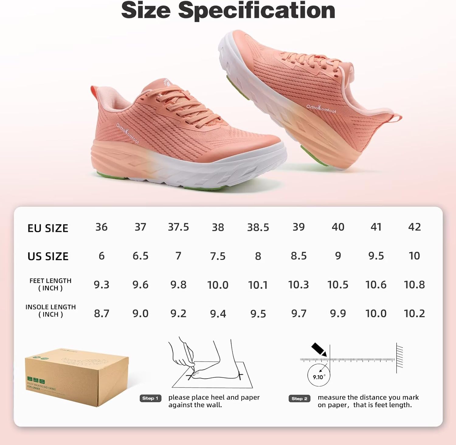 Women's Orthopedic Diabetic Wide Running Shoes: Comfortable Casual Arch Support Plantar Fasciitis Fashion Sneakers, High Arch Work Tennis Walking Shoes for Foot and Heel Pain Relief - Image 9