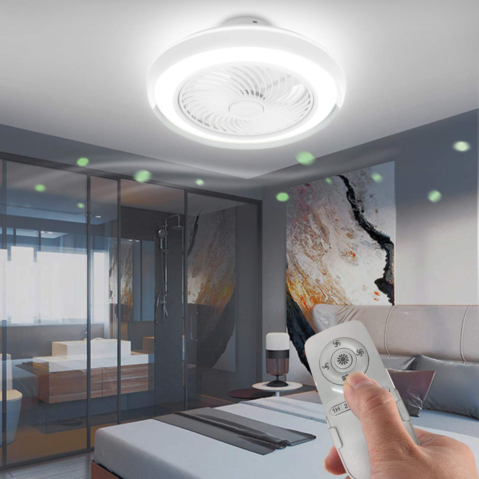 Buy LED Ceiling Fan Light, Dimmable Remote Control Ceiling Chandelier