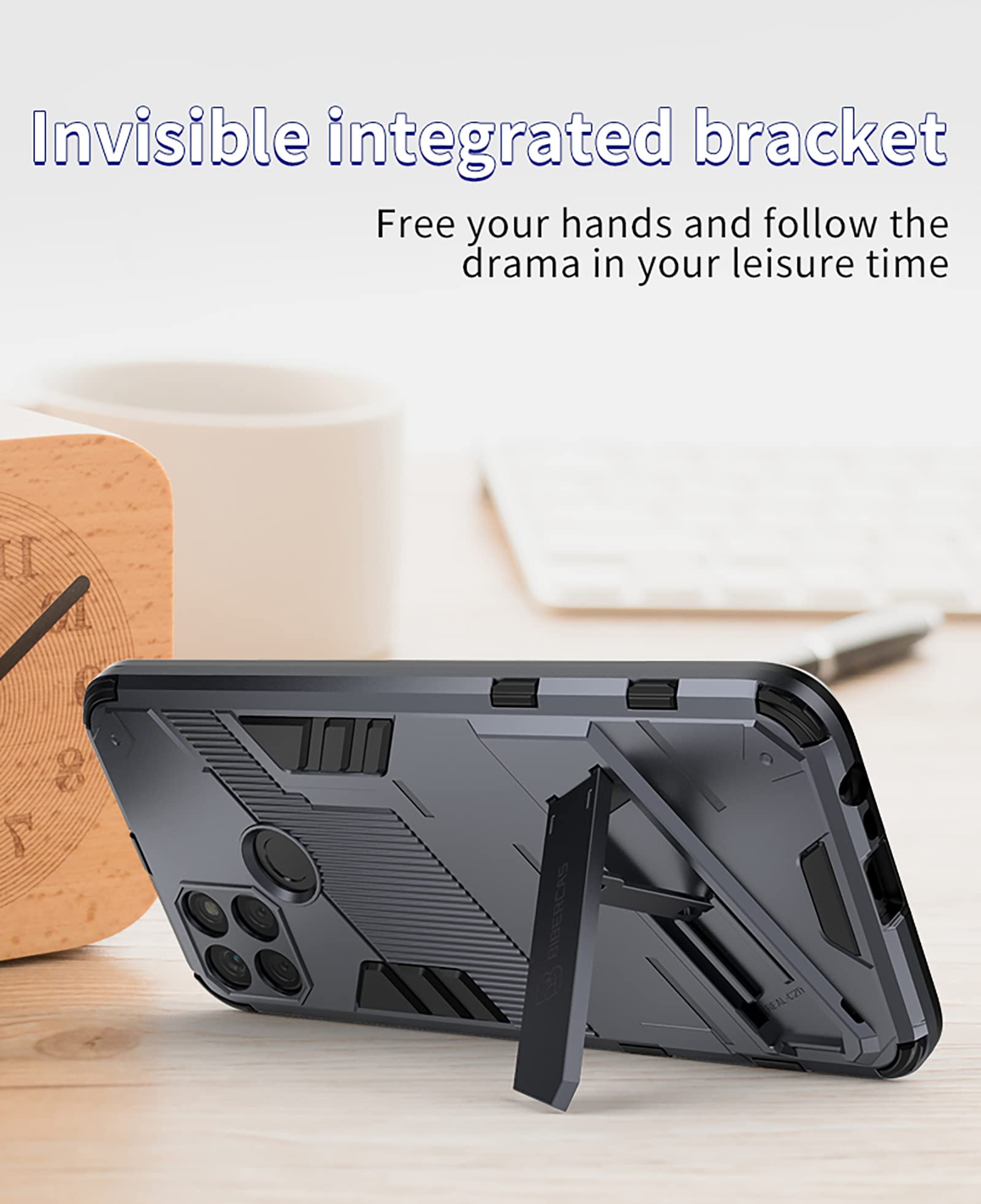 GOKEN Cover per Realme C21Y (Realme C21-Y)/ Realme C25Y, Trasparente 360 Gradi Custodia con Pellicola Protettiva Integrata Rugged Case, TPU Silicone Bumper + PC Retro Rigido, Rosso