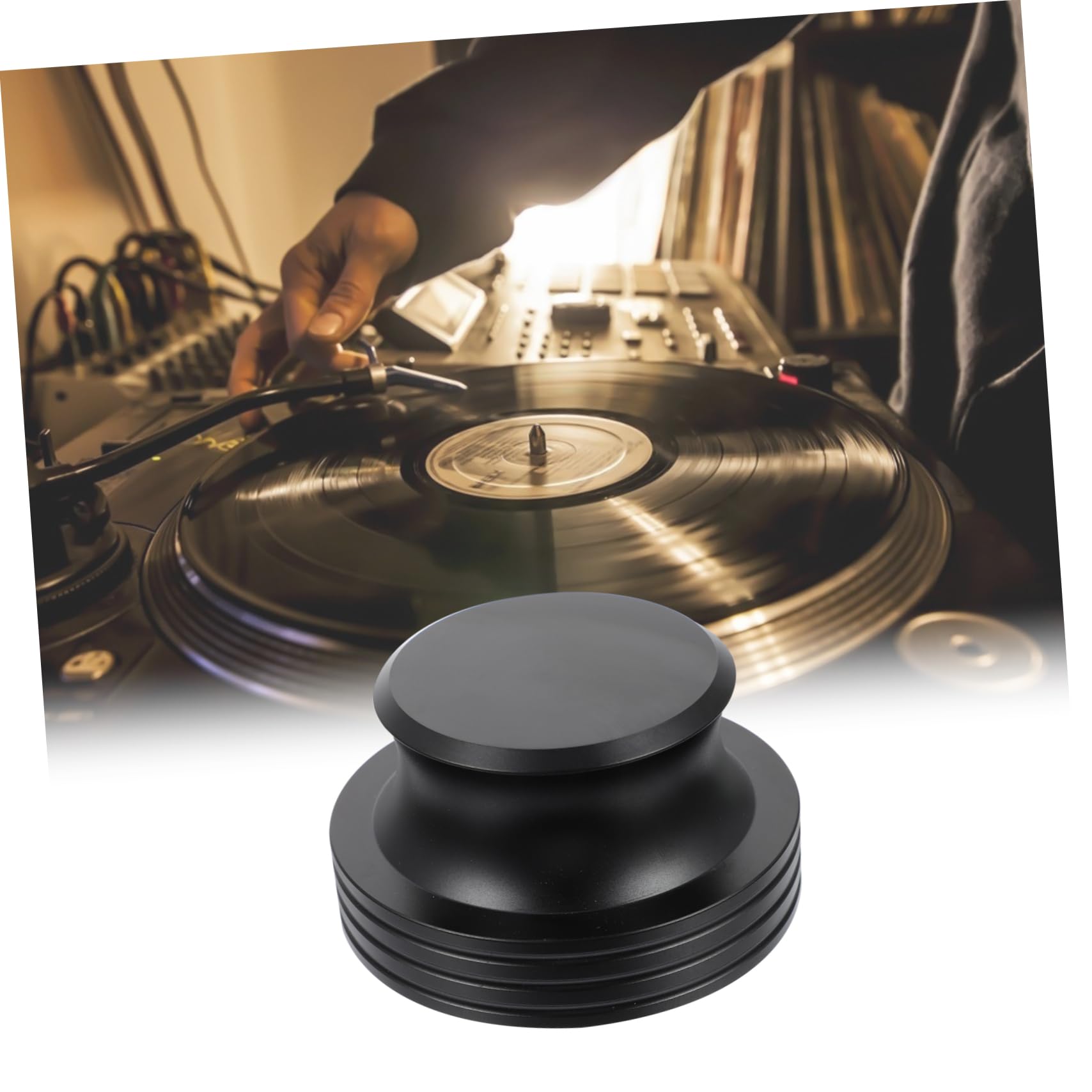 NUOBESTY Estabilizador Calidad de Vinilo de Aluminio Negro de Discos Duradero Accesorio Que Mejora la Sonido y Mantiene la Velocidad Estable para Tocadiscos