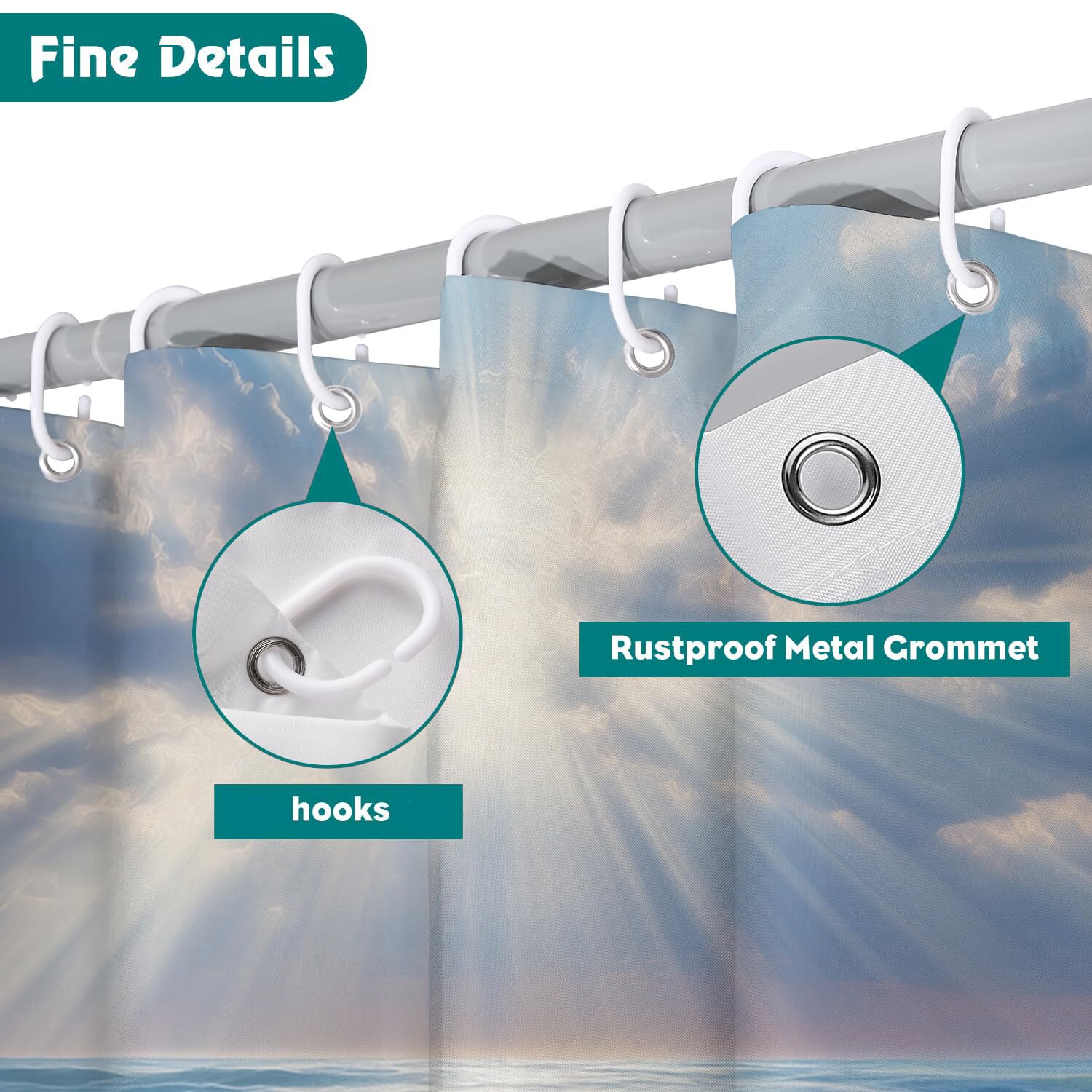 Rideau Douche,Rideau Baignoire Lavable en Machine Rideaux Douche Tissus Lavable Rideau De Baignoire Lavable pour Salle De Bain Domicile Baignoire Famille,Plage Ensoleillée,