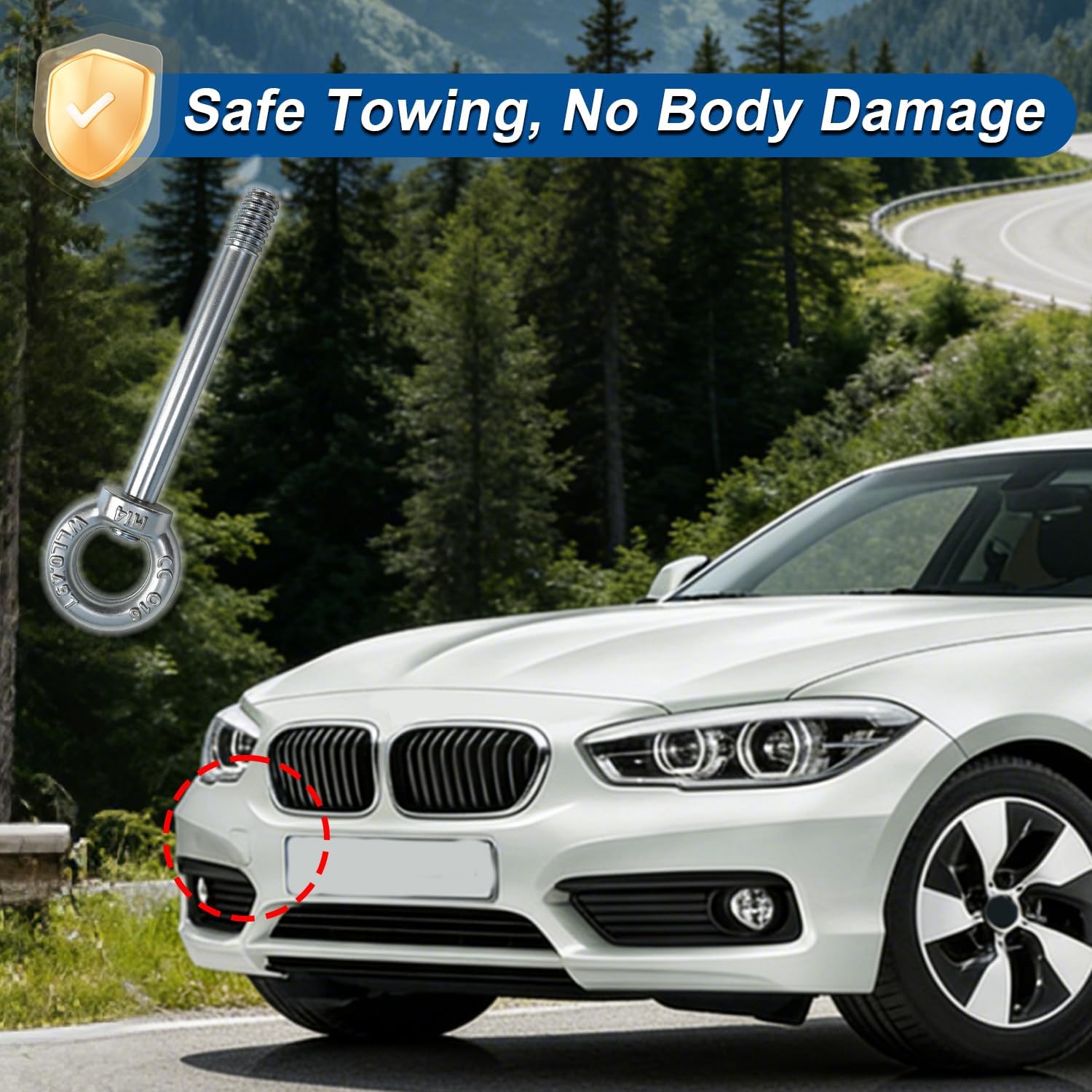 Engine Tow Hook Tractive Front Tow Hook Towing Eye Hook Compatible with BMW 1 3 5 7 Series X1 X3 X5 X6 N20 N46 N52 N54 N55