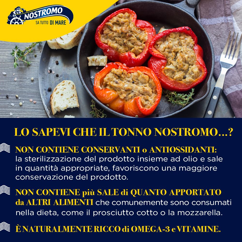Nostromo Filetti di Tonno all’Olio Extravergine di Oliva 180g – 6 Vasetti, Qualità Superiore, Lavorati a Mano – Fonte di Omega 3, Gusto Premium