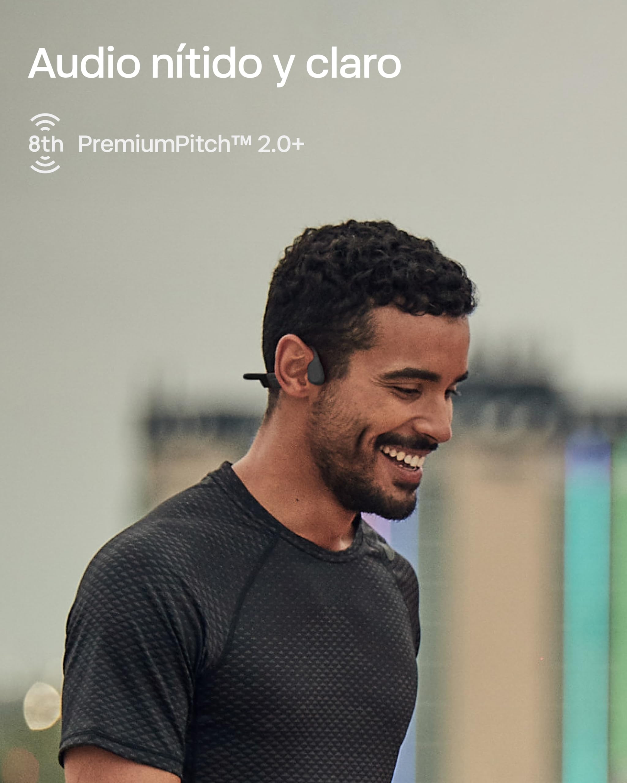 SHOKZ OpenRun Auriculares Conducción Ósea, Deportivos Inalámbricos Bluetooth con Micrófono Cancelación de Ruido, Open-Ear de Oído Abierto, Resistentes al Agua IP67 para Correr, USB-C, Negro