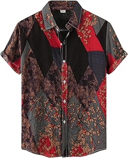 Hawaiian Shirts for Men Red Formal Shirts Tee Shirts for Men Comfy Casual Shirts Summer Autumn Shirts for Men Silk Long/Short/Sleeveless Sleeve Tee Tops for Men Party Regular Fit Shirts T-Shirts