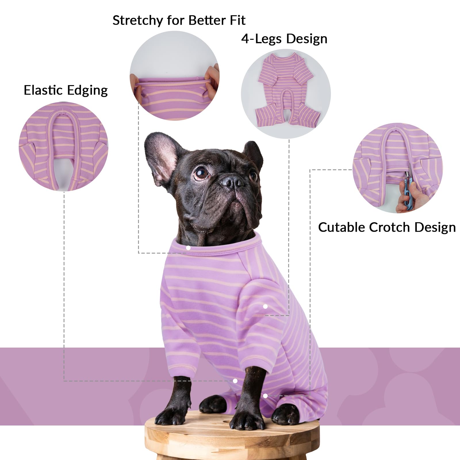 Dog Pyjamas for Medium Dogs Fleece Dog Vest Stretchy Four-Legged Clothes(Purple, 3XL), XXX-Large - Image 4