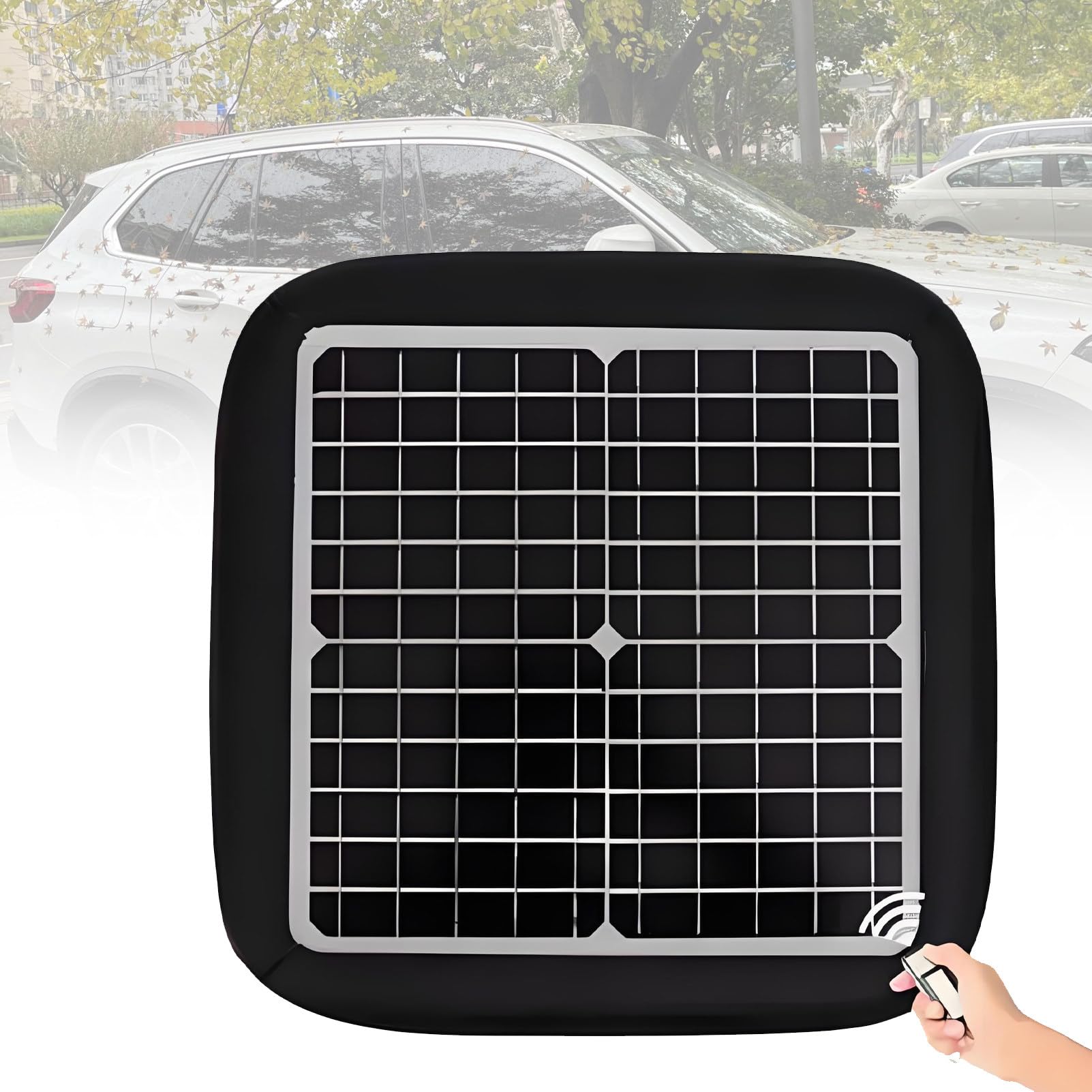 Ofyphth Solar Automatic Smart Car Cover, Electric Retractable Vehicle Shelter, Parking Canopy, with Remote Operation, Portable All Season Protection, with Anti-theft Device. Black-YM